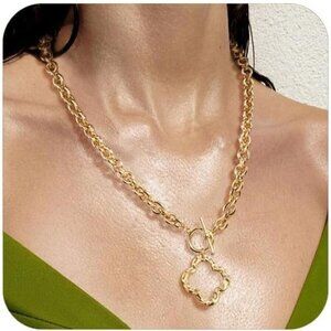 Chunky  Necklace 14K Gold/Silver Plated Trendy Dainty Charm Necklace
